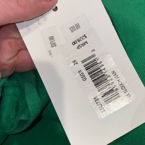 NWT FRAME LE SLOUCH KELLY GREEN LOW RISE BUTTON FLY JEANS SZ 34X30 - Picture 4 of 5